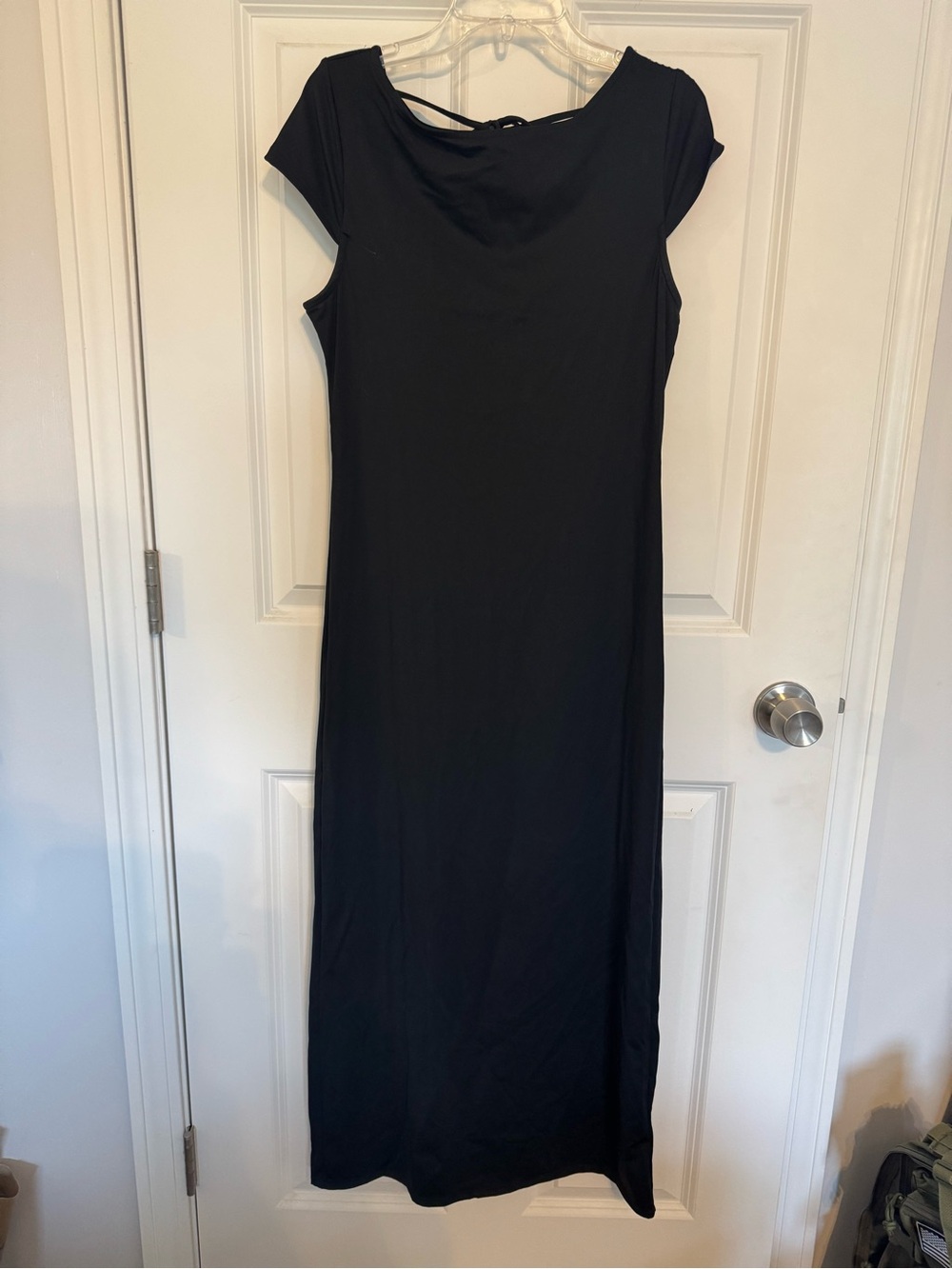 wild fable Black Cap-Sleeve Maxi Dress